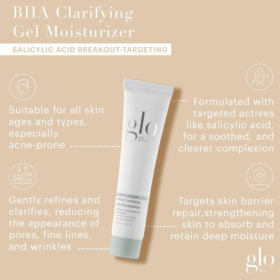 Glo Skin Beauty Clear Skin Hydration Duo Travel Size Skincare Set Includes Bha Clarifying Gel Moisturizer + Microbiome Restoring Pm Moisturizer  For Clear Skin On The Go