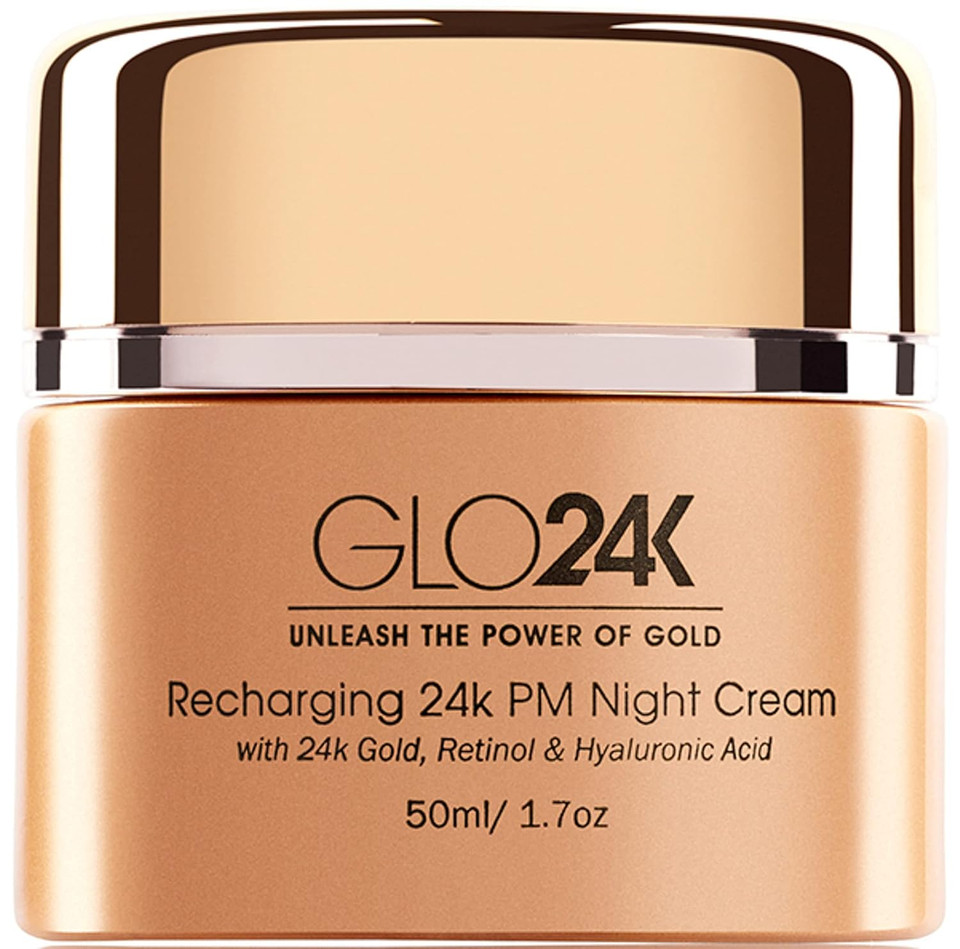 Glo24K Night Cream With 24K Gold, Retinol, Vitamins, And Hyaluronic Acid. Optimally Hydrate Your Skin While You Sleep