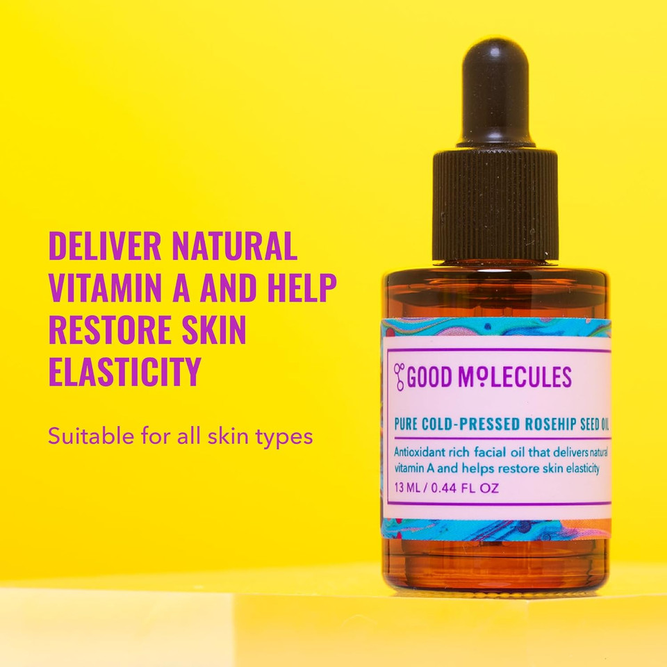 Good Molecules Pure Cold-Pressed Rosehip Seed Oil - 100% Natural Rose Hip Oil Light Weight Face Moisturizer For Anti-Aging, And Plumping - Hydrating Facial Skin Care