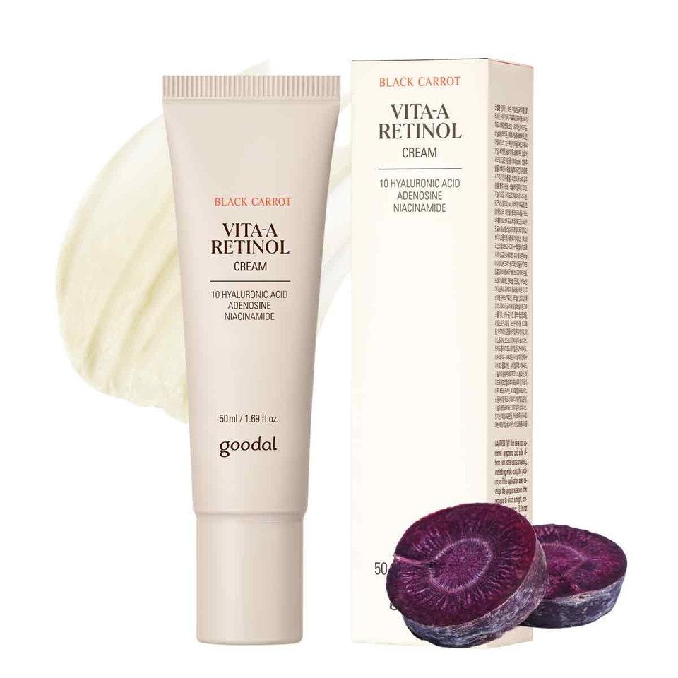 Goodal Black Carrot Retinol Cream 1.69 Fl.Oz (50Ml)  Beginner Friendly Korean Skin Care Moisturizer With Retinol, Niacinamide, Pore Minimizer  48H Lasting Hydration, Anti-Aging, Daily Cream