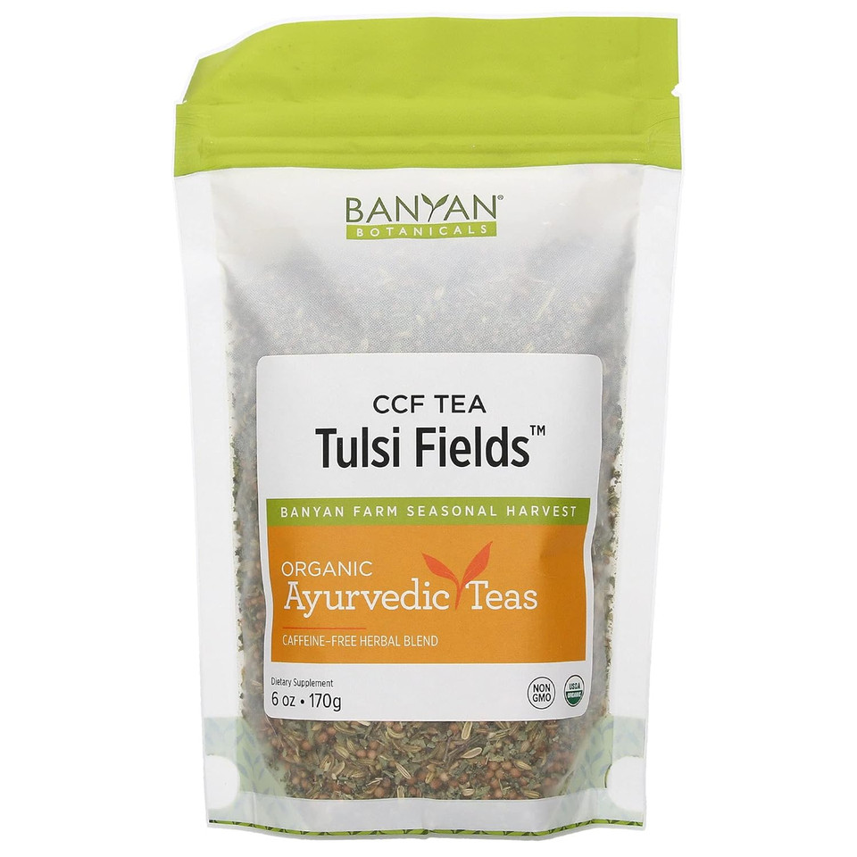 Banyan Botanicals Tulsi Fields Ccf Tea  Organic Tulsi Tea Blend ­­ Ayurvedic Tea For Strong Digestion, Immune Health & Well-Being*  6 Oz.  Non-Gmo Sustainably Sourced Herbal Loose Leaf Tea