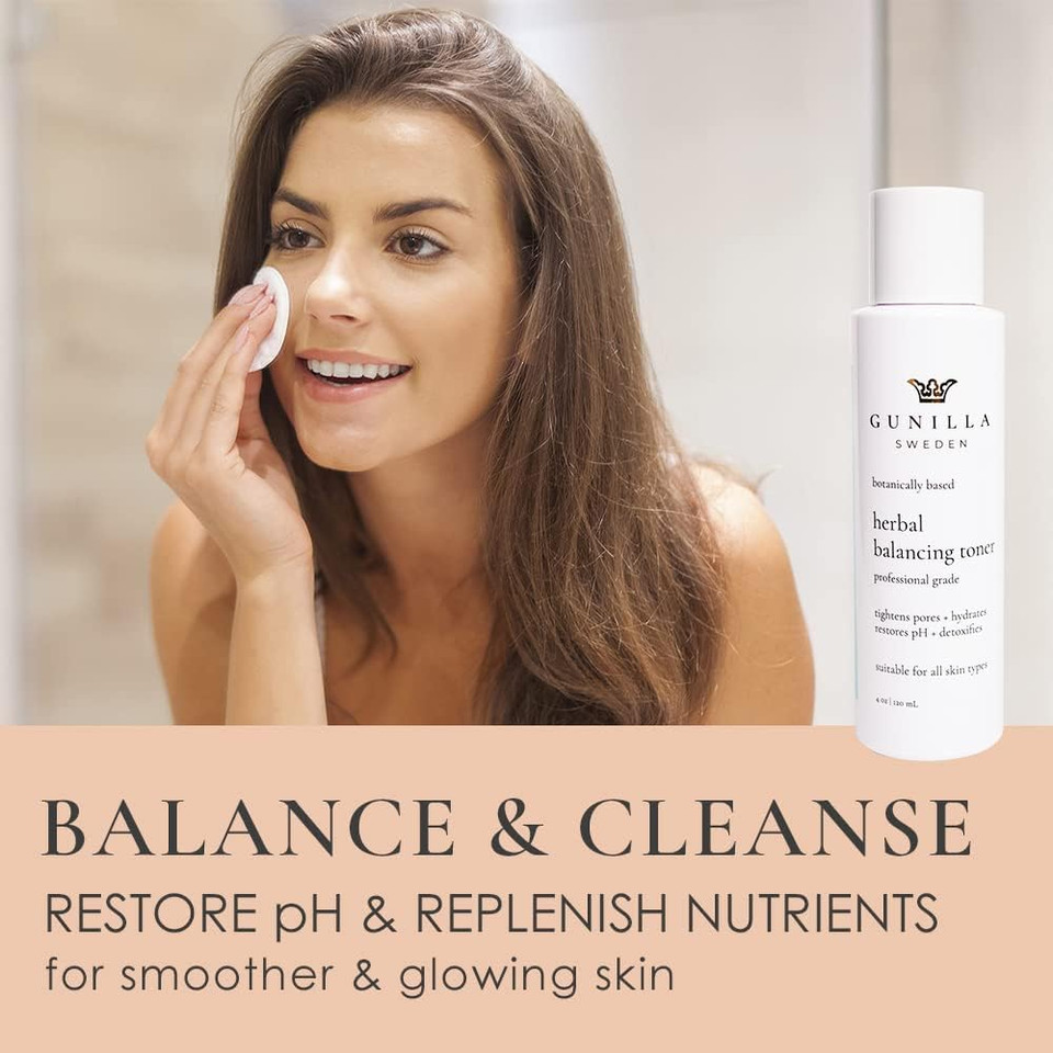 Gunilla Toner Herbal Skin Anti-Aging, Vegan, Soothing, Plant-Based, Antioxidant-Rich, Hydrating, Helps Soften Skin, Natural, Made In Usa - 4 Oz