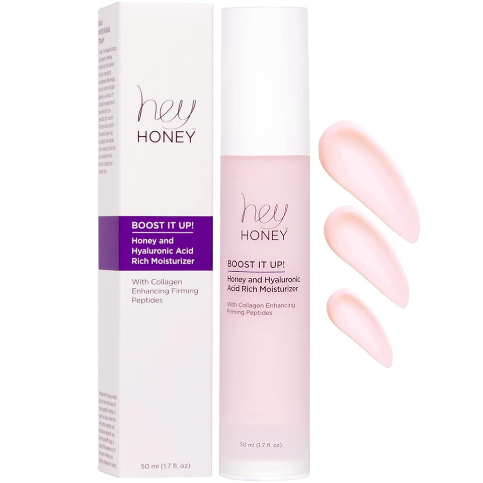Hey Honey Skincare Boost It Up Honey Extract & Hyaluronic Acid Rich Moisturizer | Targets Premature And Advanced Signs Of Aging | Cruelty Free, Clean Ingredients And Paraben Free | 1.7 Oz