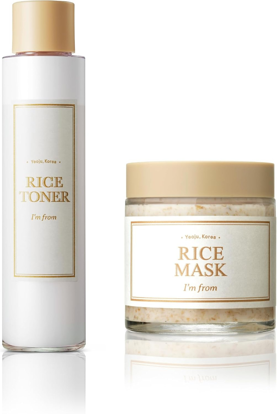 I'M From Rice Mask 3.88 Oz + Rice Toner 5.07 Fl Oz, Korean Rice Exfoliate And Glow Set, Smooth And Glowing Skin, Wash Off Mask For Dry Sensitive Skin