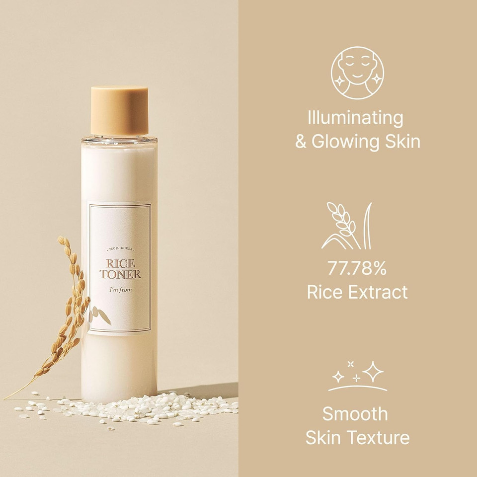 I'M From Rice Toner 5.07 Fl Oz & Face Wash 5.07 Fl Oz, Korean Rice Toner & Rice Face Wash For Dry, Combination Skin, Balances Skin Barrier For Sensitve Skin, Glowing, Glass Skin