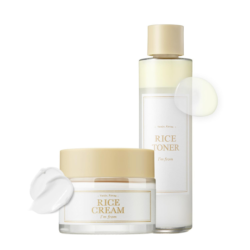 I'M From Rice Toner Cream Set Korean Skincare For Glass Skin Vegan Hydrating For Dry Skin