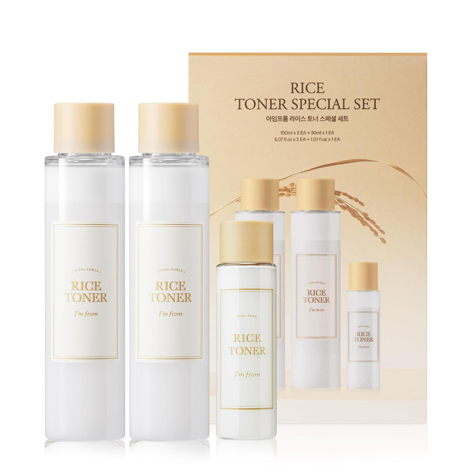 I'M From Rice Toner Special Set 11.15 Fl Oz, Limited Edition, Hydrating For Dry Skin, Vegan, Alcohol Free, Fragrance Peta Approved, K Beauty I'M From Rice Toner Special Set 11.15 Fl Oz, Limited Edition, Hydrating For Dry Skin, Vegan, Alcohol Free, Fragrance Peta Approved, K Beauty