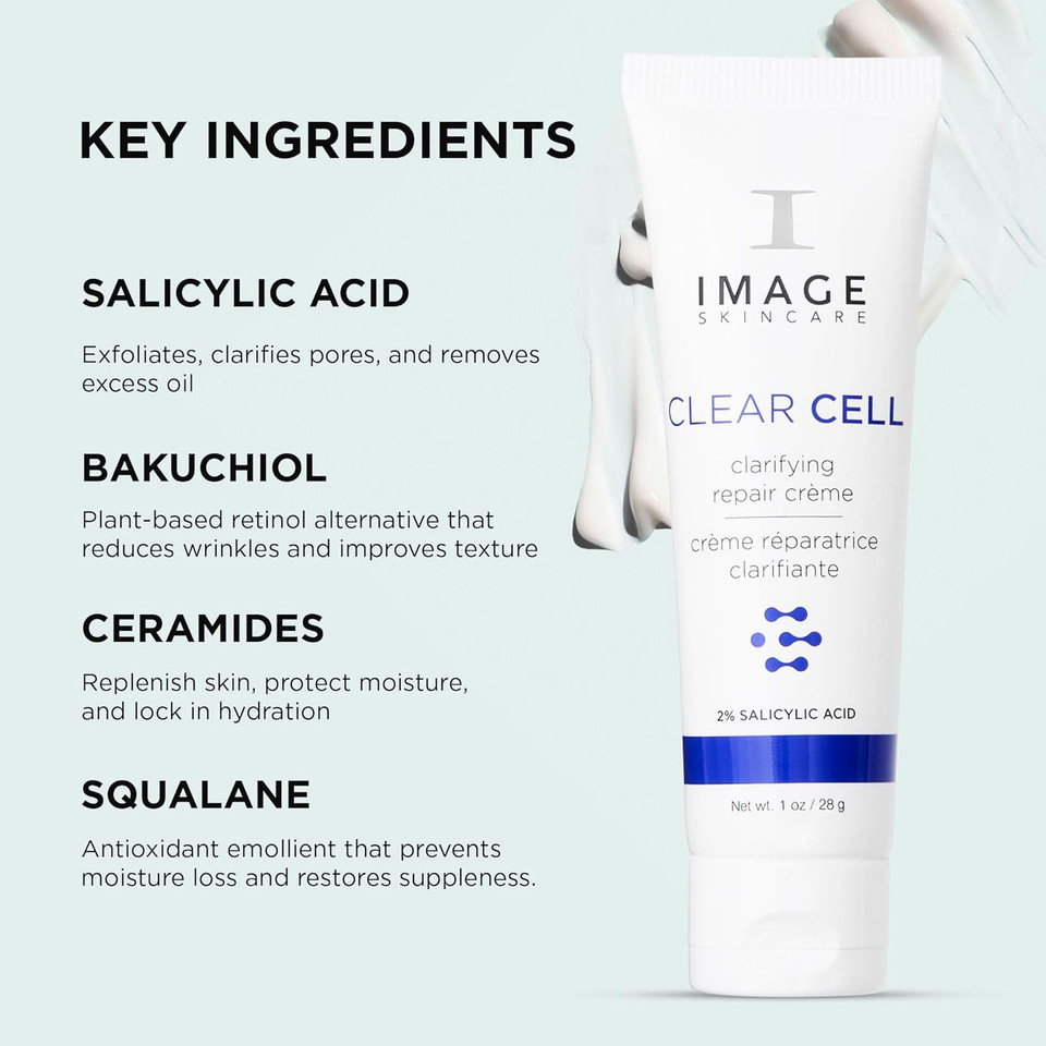 Image Skincare, Clear Cell Clarifying Repair Crème, Face Night Cream Gel Moisturizer For Oily Prone Skin