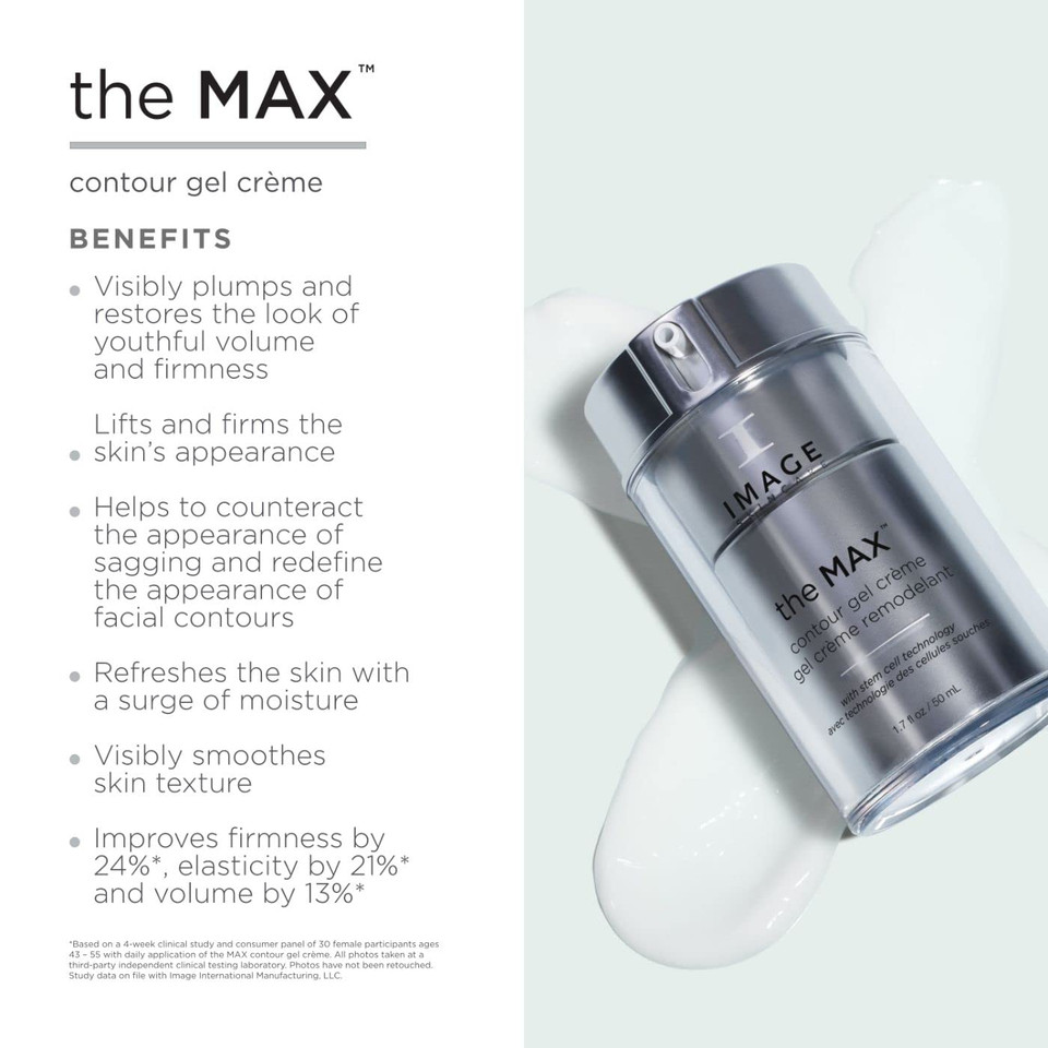 Image Skincare, The Max Contour Gel Crème, Facial Gel Moisturizer To Uplift The Appearance Of Sagging Skin And Restore Look Of Firmness To Face, 1.7 Fl Oz