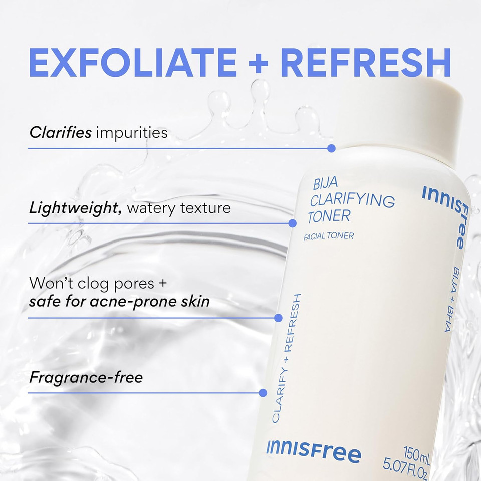Innisfree Bija Toner With Salicylic Acid, Korean Skincare For Pore Care, Smoothing, Clarifying, Oil Control
