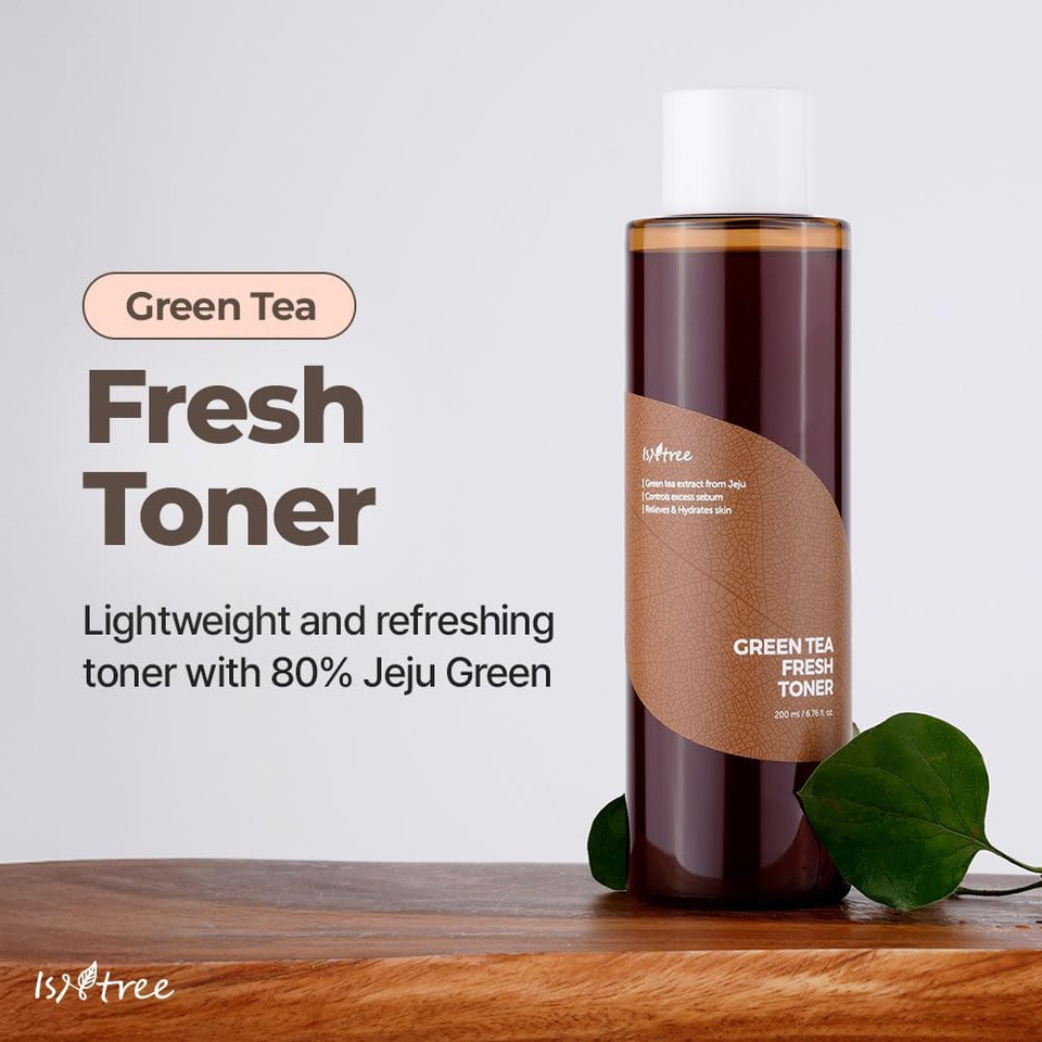 Isntree Green Tea Fresh Toner 200Ml, 6.76 Fl.Oz | Korean Skincare | Toner For Oily Skin | Sebum Control | Hydrating And Refreshing