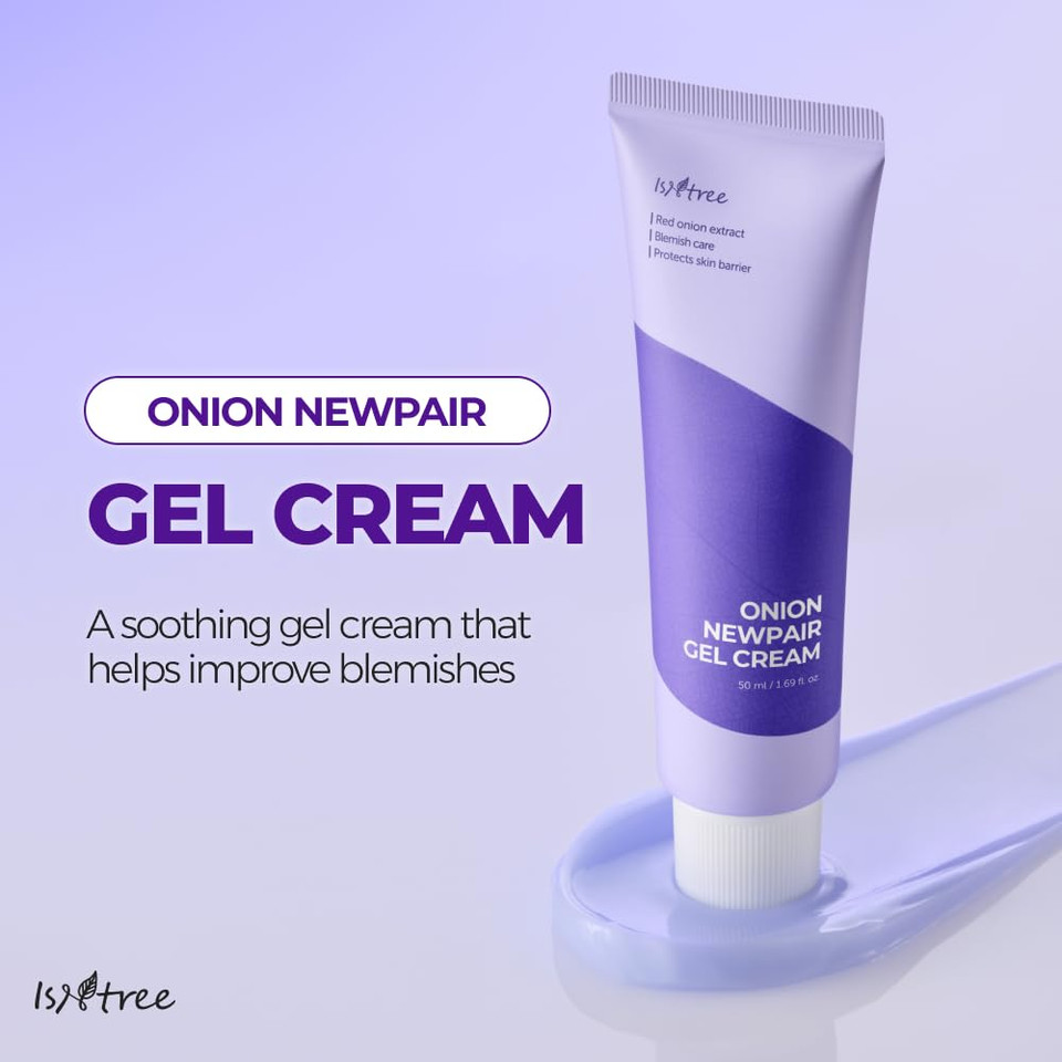 Isntree Onion Newpair Gel Cream 50Ml 1.69 Fl.Oz - Soothing Care | 3-Layer Hyaluronic Acid| Moisturizing | 71 % Red Onion Extract | Non-Sticky & Non-Greasy L Skin Hydration I Korean Skincare
