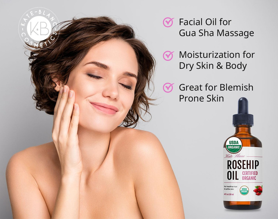 Kate Blanc Cosmetics Rosehip Oil For Face & Skin (4Oz, Organic, Pure, Cold Pressed) Rosehip Seed Face Oil For Facial & Gua Sha Massage Kate Blanc Cosmetics Rosehip Oil For Face & Skin (4Oz, Organic, Pure, Cold Pressed) Rosehip Seed Face Oil For Facial & Gua Sha Massage