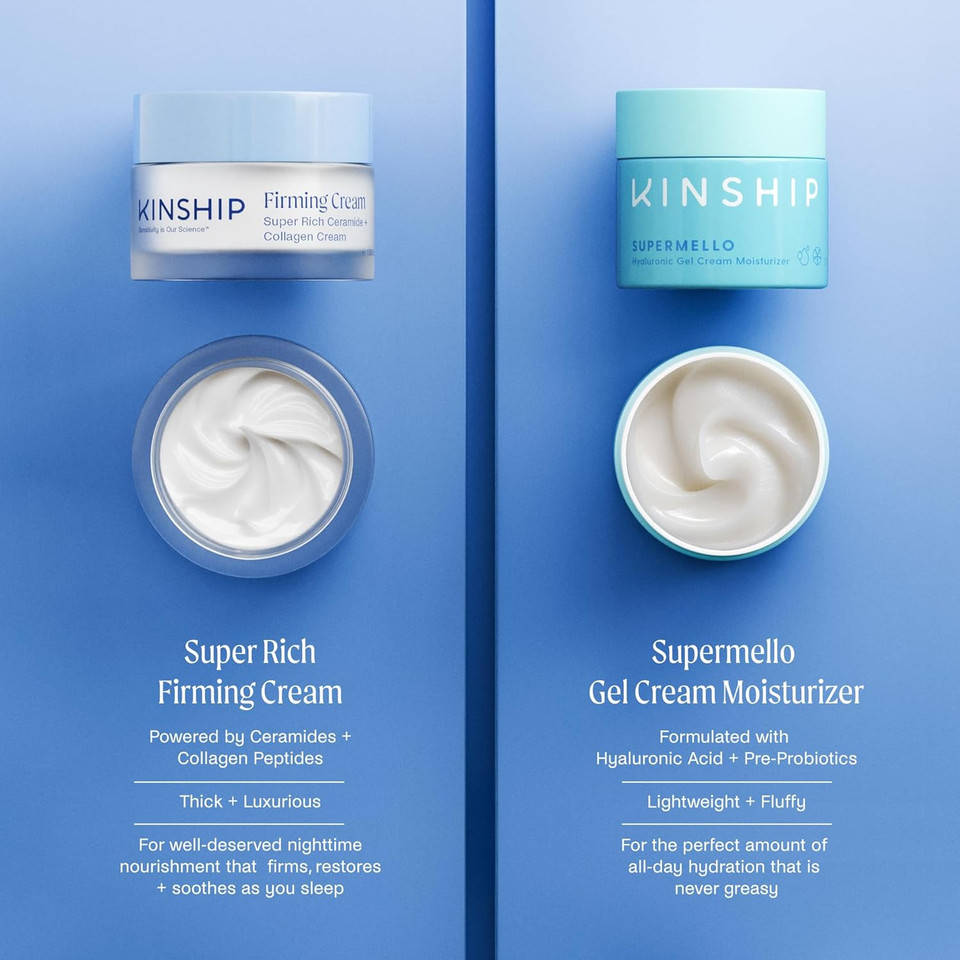 Kinship Super Rich Collagen + Ceramide Firming Cream | Anti Aging, Hydrating Face Moisturizer For Sensitive Skin | Wrinkle Cream - Smooth Fine Lines | Synthetic Fragrance-Free | Derm Approved, (1.7Oz)