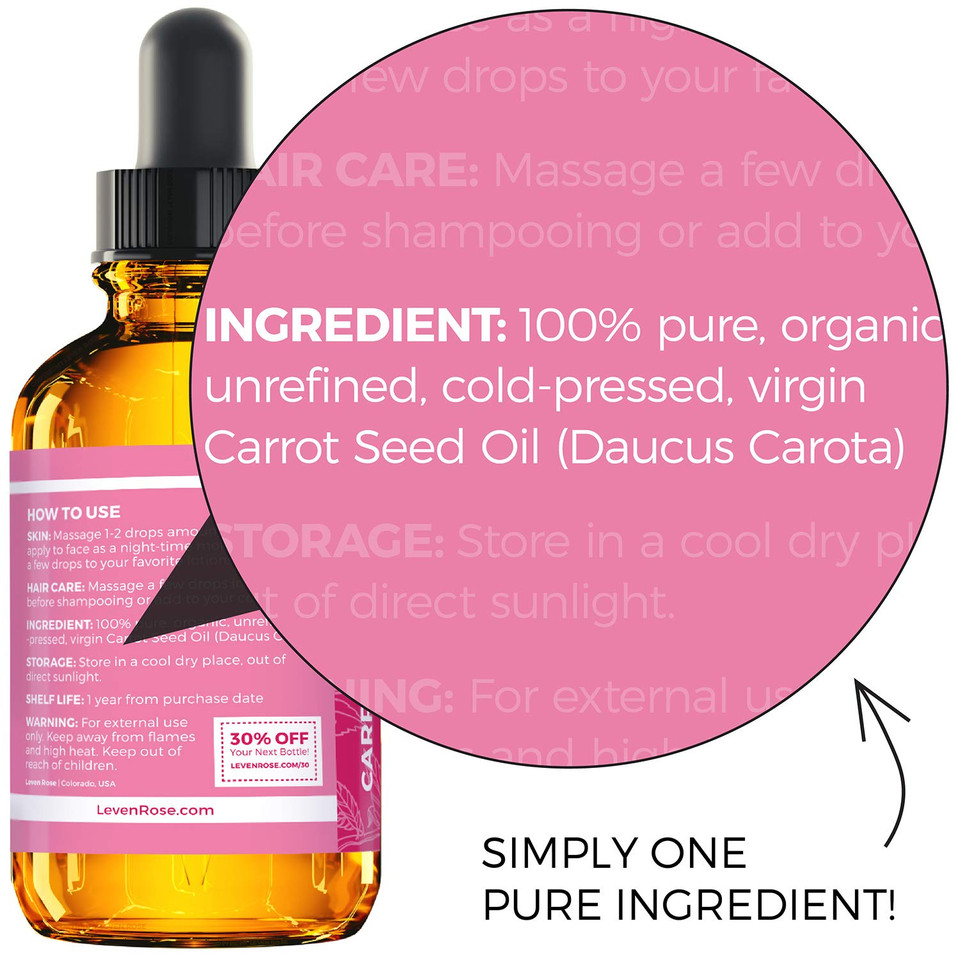 Leven Rose Carrot Seed Oil Pure Unrefined Cold Pressed Moisturizer For Hair Skin And Nails 1 Oz Leven Rose Carrot Seed Oil Pure Unrefined Cold Pressed Moisturizer For Hair Skin And Nails 1 Oz