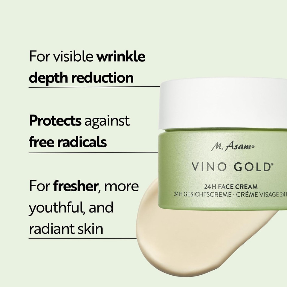 M. Asam Vino Gold 24H Facial Cream (1.69 Fl Oz)- 24H Day Cream & Night Moisturizer Against Lines & Wrinkles, Protection Against Skin Aging, Anti-Aging, Vegan Facial Care, Skincare For Women M. Asam Vino Gold 24H Facial Cream (1.69 Fl Oz)- 24H Day Cream & Night Moisturizer Against Lines & Wrinkles, Protection Against Skin Aging, Anti-Aging, Vegan Facial Care, Skincare For Women
