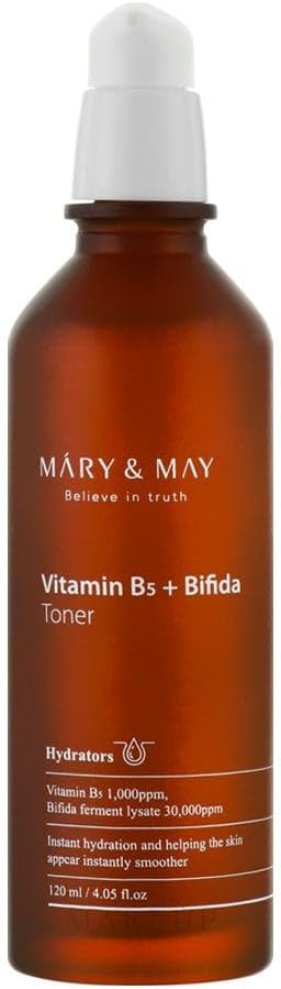 Mary&May Vitamin B5 + Bifida Toner - Nourishing Face Toner For Enhanced Skin Barrier Strength And Moisture Retention - 30,000Ppm Bifida Fermentation & 1,000Ppm Vitamin B5, 4.06 Fl.Oz