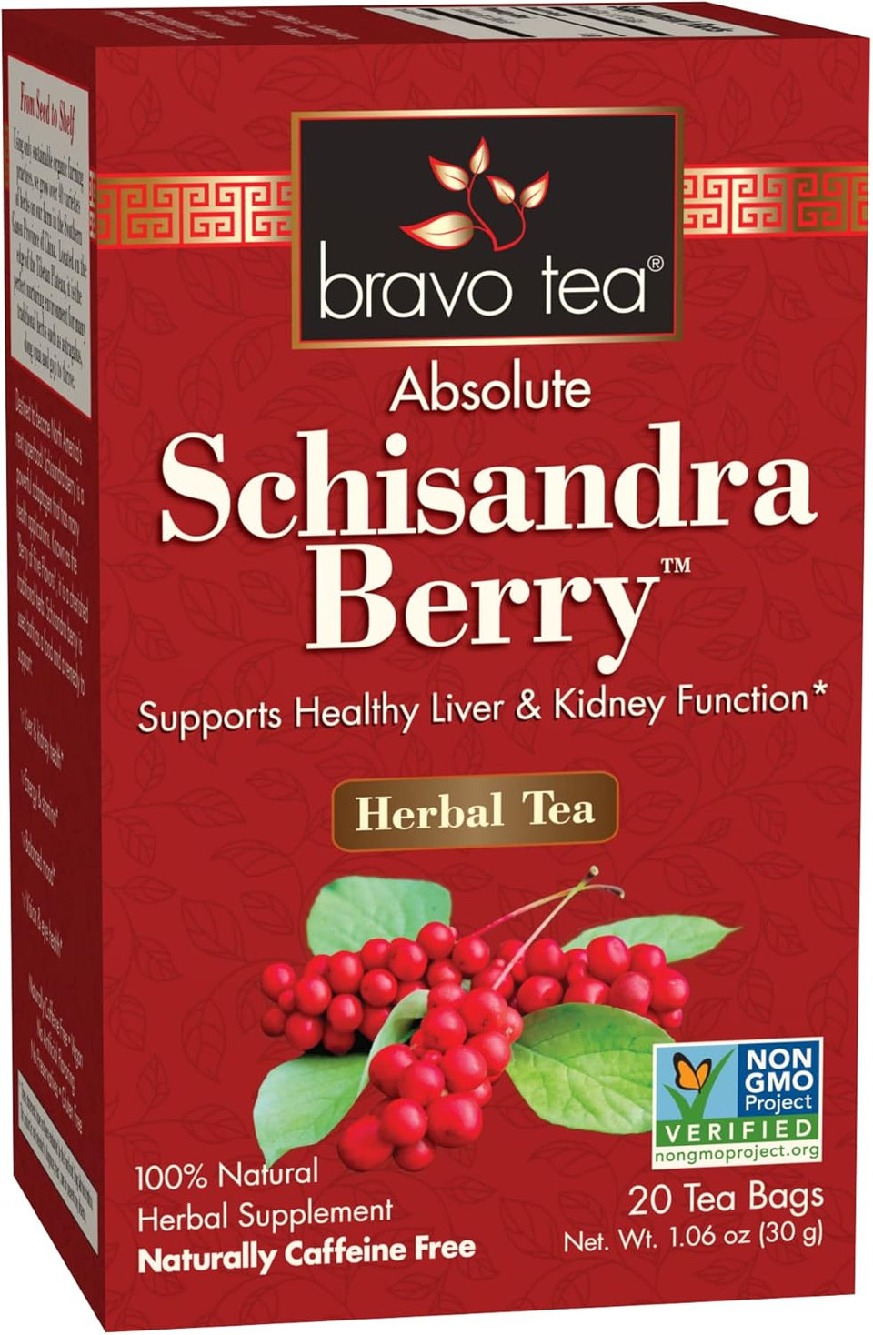 Bravo Tea Absolute Schisandra Berry Herbal Tea Caffeine Free, 20 Tea Bags