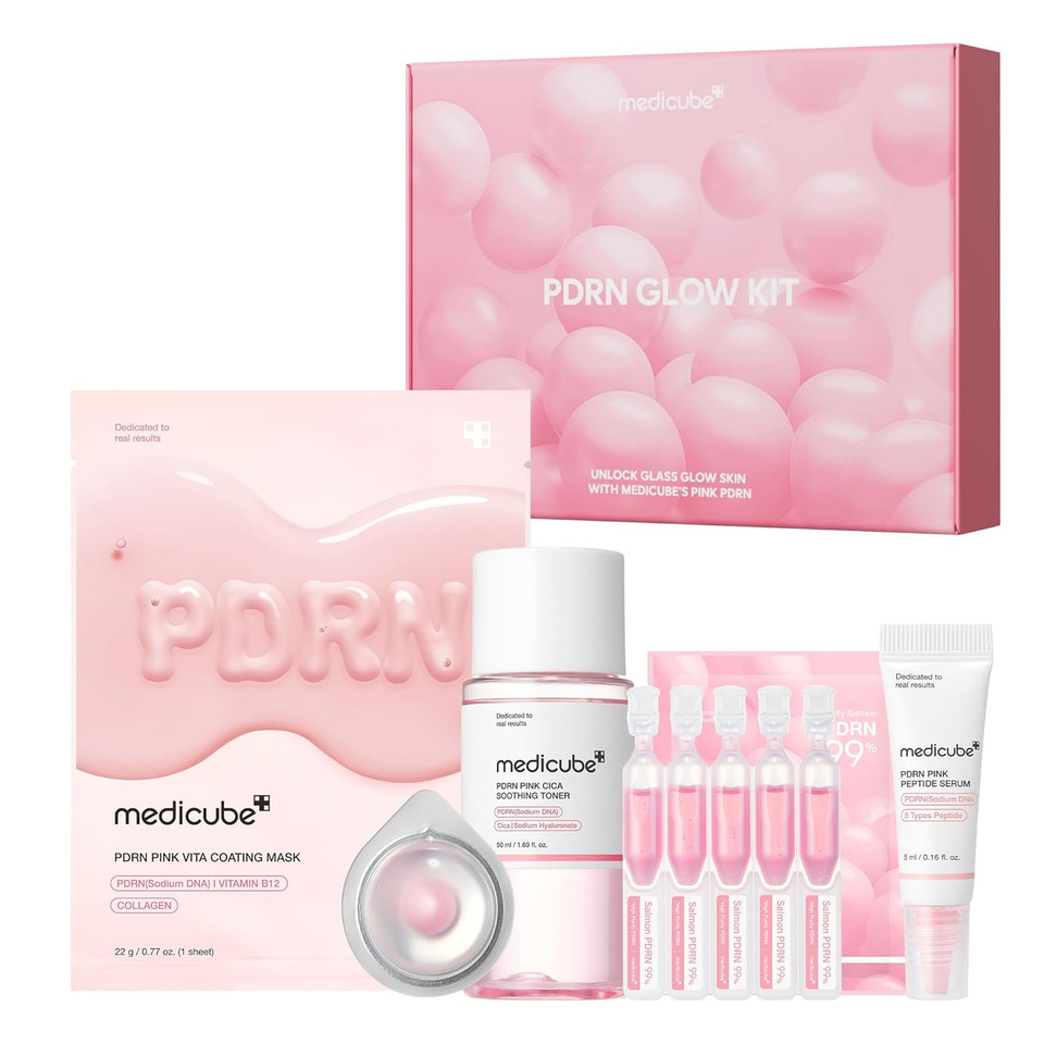 Medicube Salmon Dna Pdrn Trial Kit | Glass Glow Mini Skincare Set With Toner, Serum & Sheet Mask For Hydrating, Firming, Moisturizing |Gift & Travel Essentials For Women & Girls | Korean Skincare Medicube Salmon Dna Pdrn Trial Kit | Glass Glow Mini Skincare Set With Toner, Serum & Sheet Mask For Hydrating, Firming, Moisturizing |Gift & Travel Essentials For Women & Girls | Korean Skincare