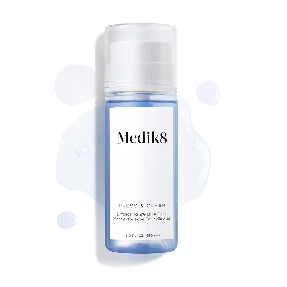 Medik8 Press And Clear - Clarifying Daily Facial Exfoliant - Exfoliating Bha Toner - Gentle-Release Salicylic Acid - Fast Action On Blemishes - 5 Oz