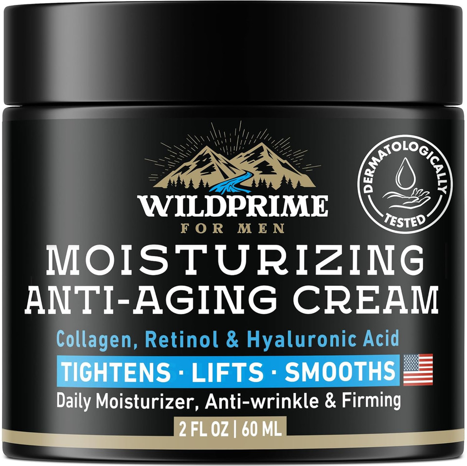 Men'S Face Moisturizer Cream - Anti Aging & Wrinkle - Made In Usa - Collagen, Hyaluronic Acid, Retinol, Vitamins E & A, Avocado Oil - After Shave - Age Facial Skin Care, Day & Night Moisturizing, 2 Oz