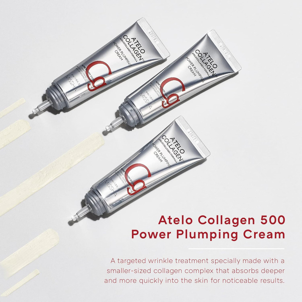 Missha Atelo Collagen 500 Power Plumping Cream - Korean Collagen Cream For Face With 4 Kinds Of Collagen - Day & Night Moisturizer