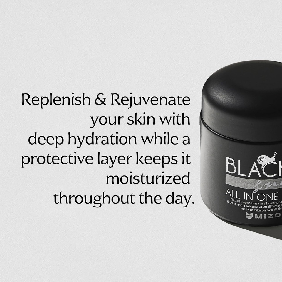 Mizon Black Snail All In One Cream Intensive Korean Skin Care Facial Moisturizing Snail Mucin Extract (2.54 Fl Oz)