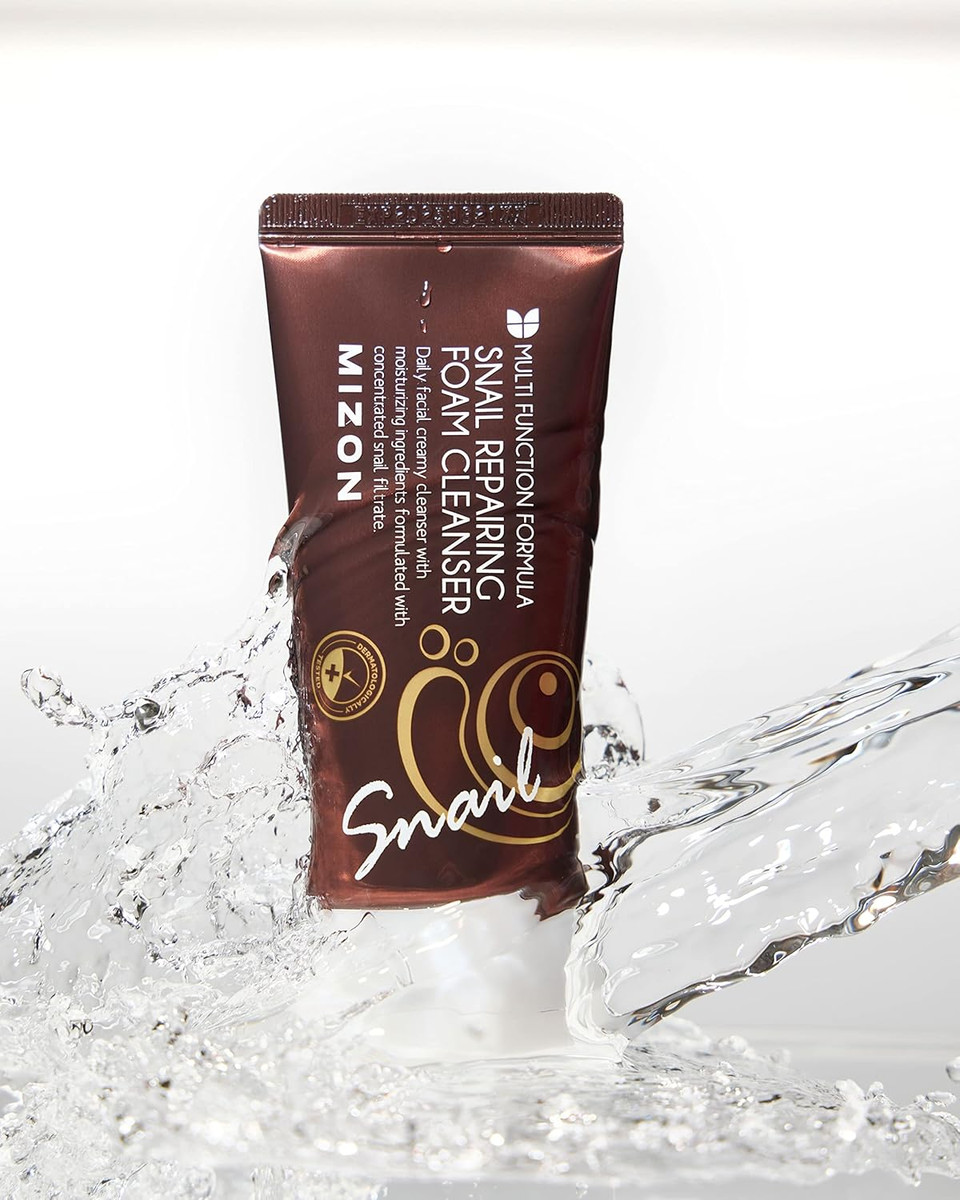 Mizon Full Korean Skincare Set Allin1 Snail Repair Cream Snail Repair Intensive Ampoule Snail Repairing Foam Cleanser And Snail Repair Eye Cream