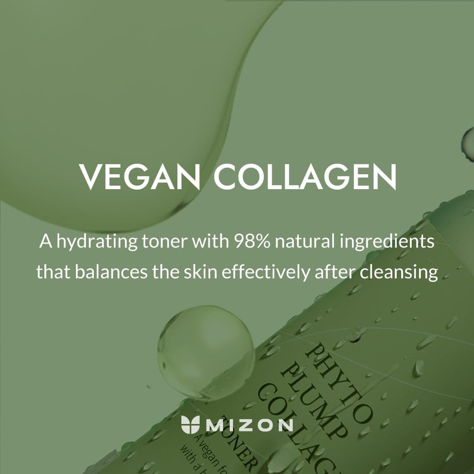 Mizon Phyto Plump Collagen Toner, Plant Collagen With Adenosine, Vegan Formula, Hydrating, Anti-Wrinkle Care (150 Ml/5.07 Fl Oz)