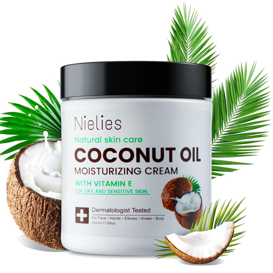 Spa Size 500Ml Coconut Oil Moisturizing Cream & Vitamin E., Coconut Oil For Skin, Face, Hands, Hair. Intense Hydration For Dry Skin