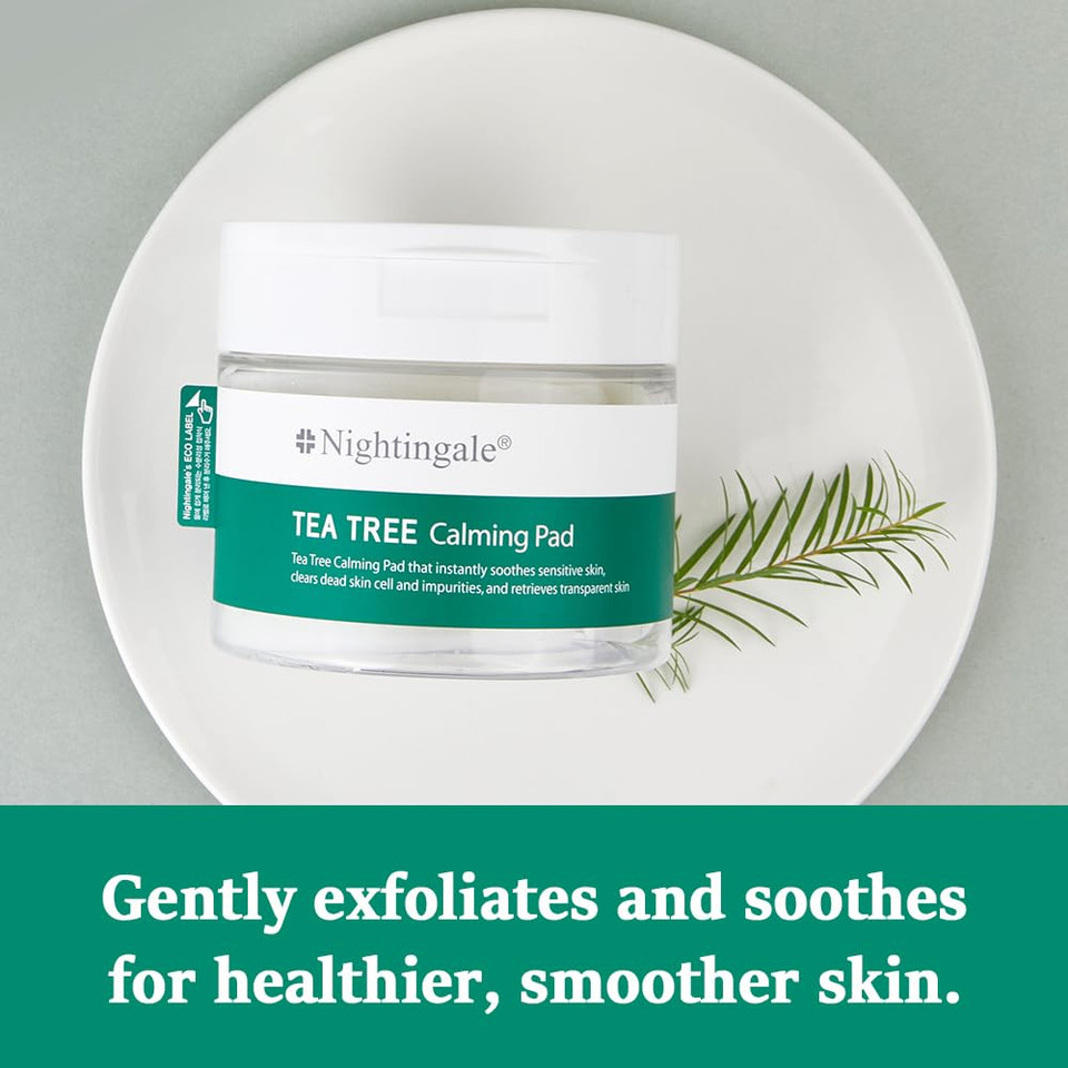 Nightingale Teatree Calming Pads, Facial Toner Pads With Tea Tree & Pha, Low Ph Daily Toner Pads, Soothing For Sensitive & Irritated Skin, Hypoallergenic, Vegan Pads, Korean Skin Care Nightingale Teatree Calming Pads, Facial Toner Pads With Tea Tree & Pha, Low Ph Daily Toner Pads, Soothing For Sensitive & Irritated Skin, Hypoallergenic, Vegan Pads, Korean Skin Care