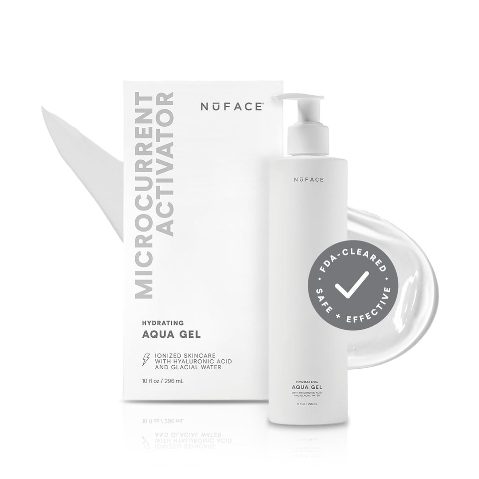 Nuface Aqua Gel Activator - Microcurrent Conductive Gel & Activator Powered By Ionplex & Hyaluronic Acid To Enhance Results Of Nuface Microcurrent Facial Device - Improves Skin Radiance (3.3 Oz)