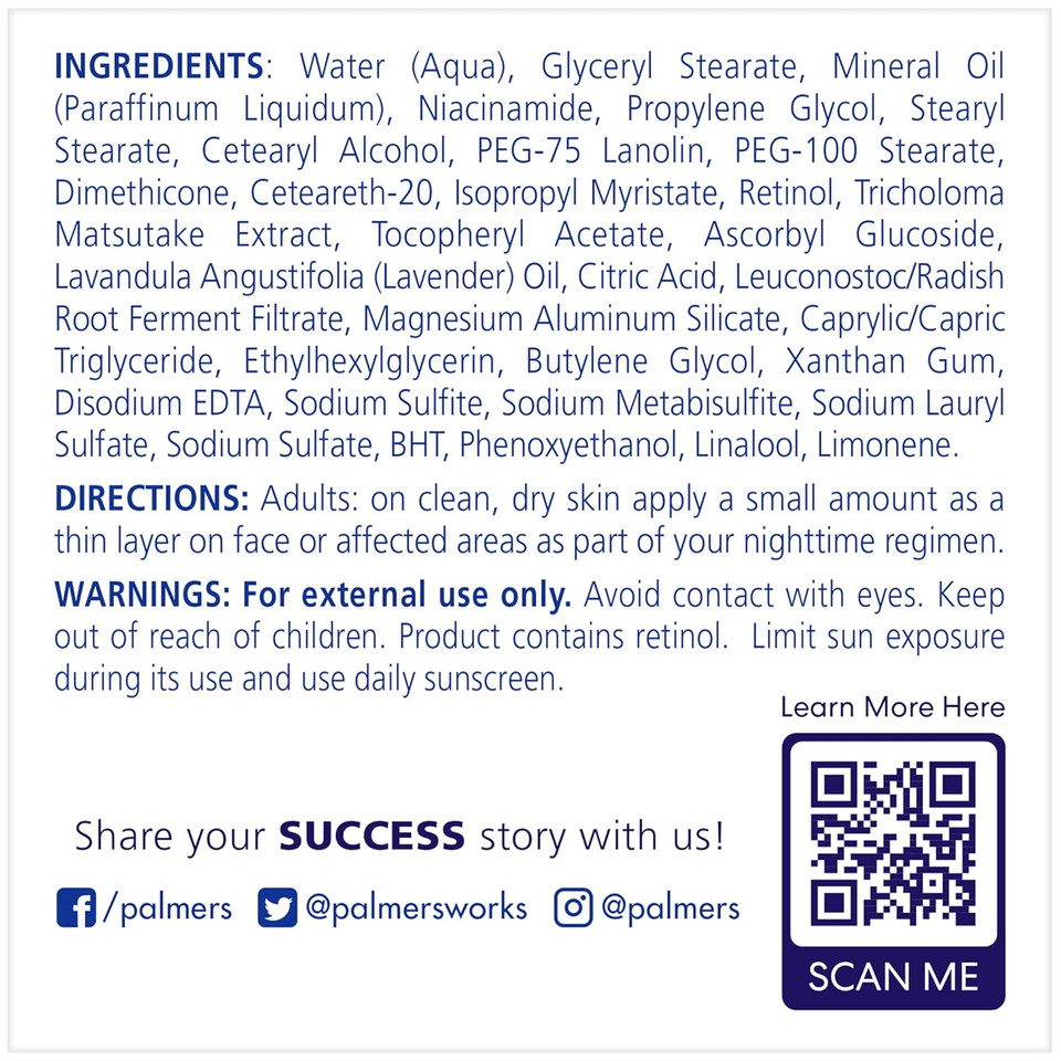 Palmer'S Skin Success Anti-Dark Spot Nighttime Fade Cream With Retinol & Niacinamide, Dark Spot Corrector For Face, Night Moisturizer Helps Reduce Dark Spots, Fine Lines & Wrinkles, 2.7 Ounce