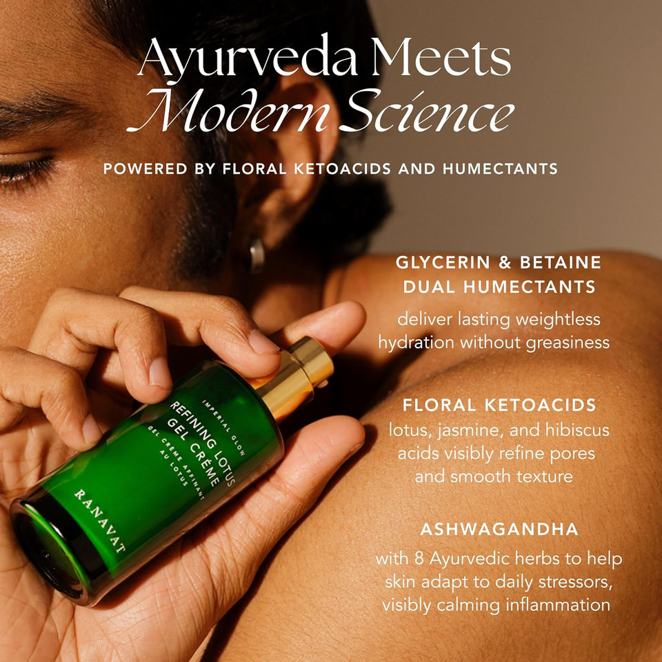 Ranavat Refining Lotus Gel Cream - Hydrating Gel Moisturizer & Pore Minimizer  Improves Radiance & Texture With Hyaluronic Acid & Floral Ketoacids (1.7 Oz)