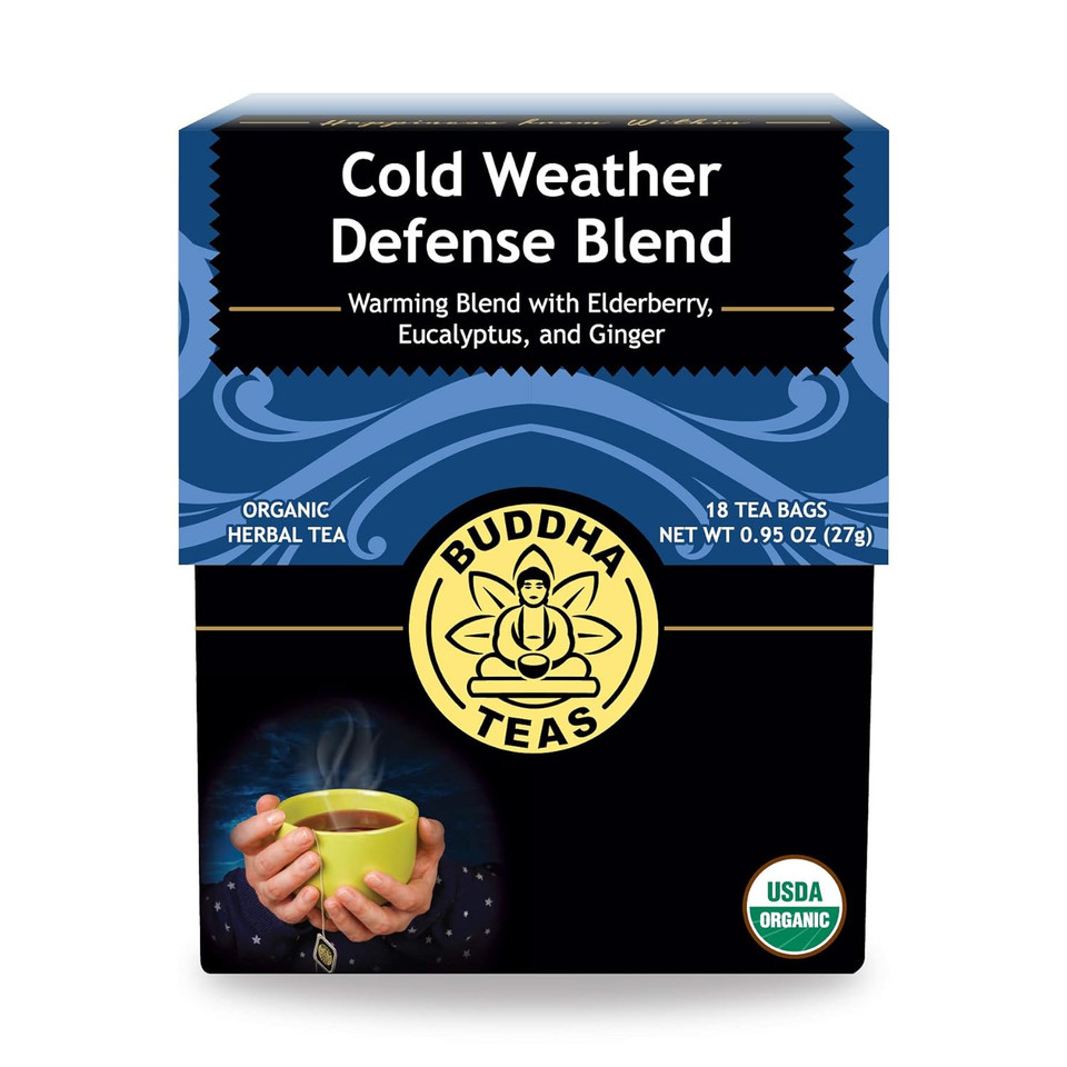 Buddha Teas Organic Cold Weather Defense Blend - Ou Kosher, Usda Organic, Ccof Organic, 18 Bleach-Free Tea Bag