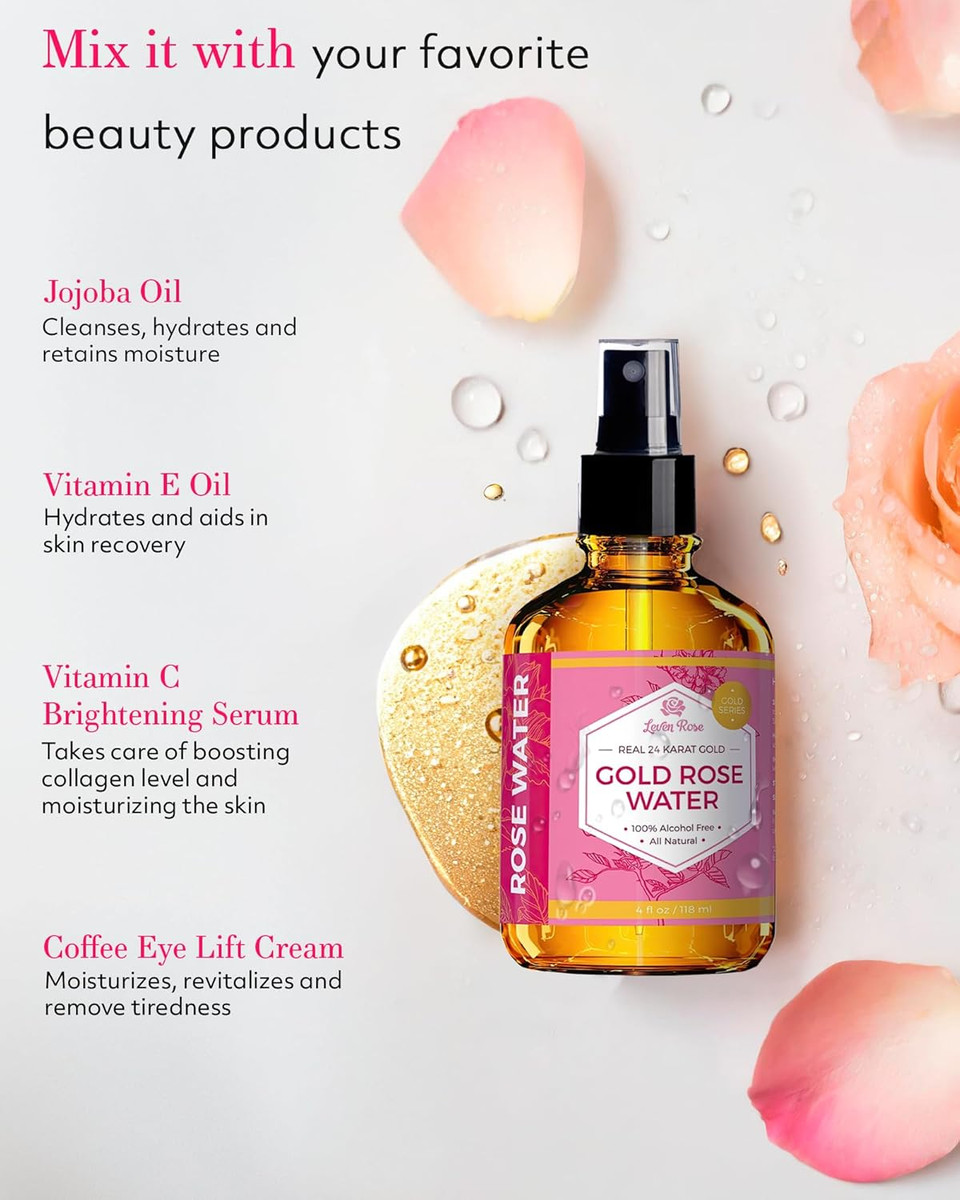 Rose Water Spray For Face By Leven Rose - Pure Natural Moroccan Rosewater Hydrosol Face Spray - Organic Rose Water For Hair 4 Oz Rose Water Spray For Face By Leven Rose - Pure Natural Moroccan Rosewater Hydrosol Face Spray - Organic Rose Water For Hair 4 Oz