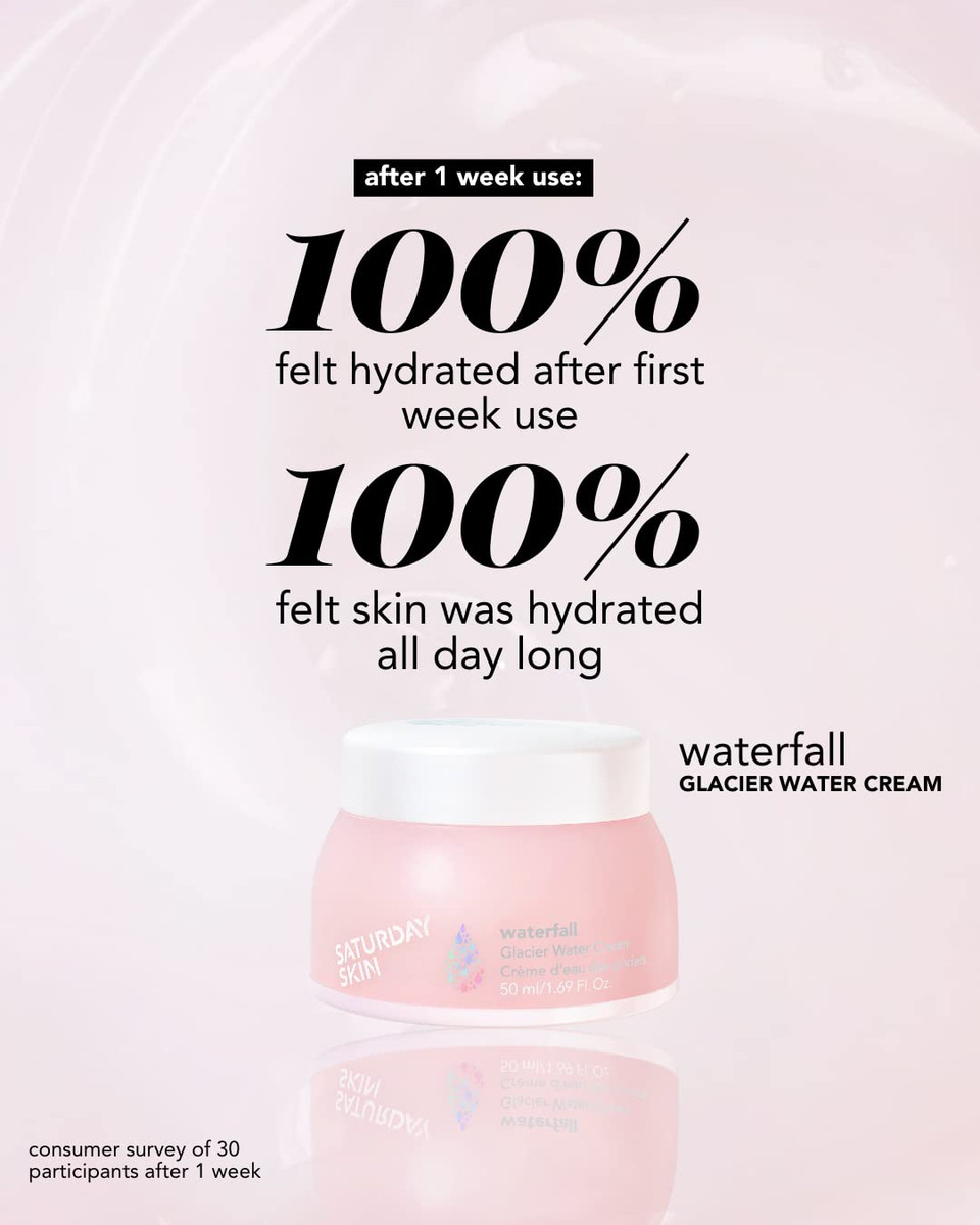 Saturday Skin Face Moisturizer Water Cream Mini Size, Vegan Natural Facial Moisturizer Oil-Free Gel Cream From Alaska Glacier Water Day & Night Cream Hydrating And Reduce Wrinkles(1.01 Fl Oz (30Ml))