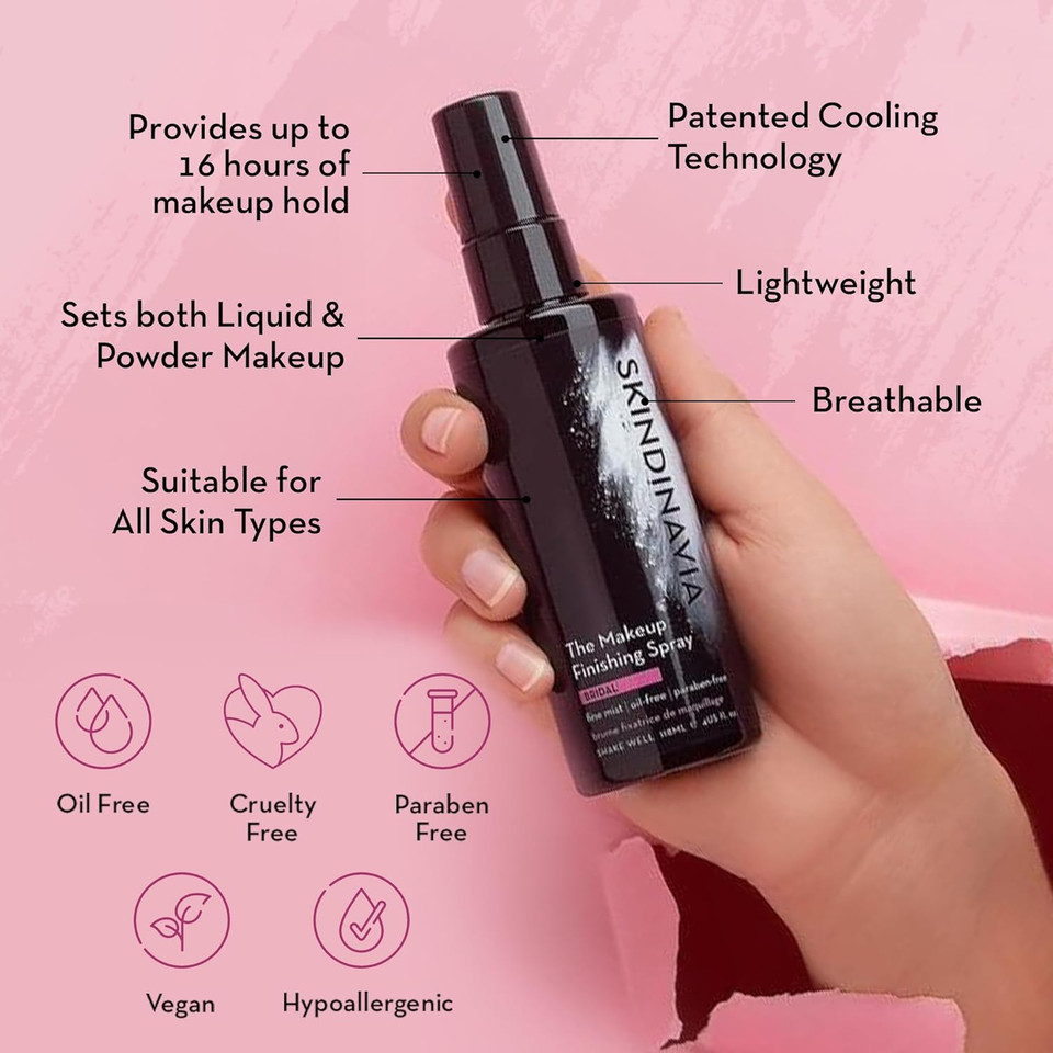 Skindinavia The Makeup Finishing Spray, Bridal Makeup Setting Spray, All-Day Wear, Long-Lasting Up To 16+ Hours, Heat-Resistant & Waterproof, Wedding Day, Bridal Shower Gift, 4.0 Oz