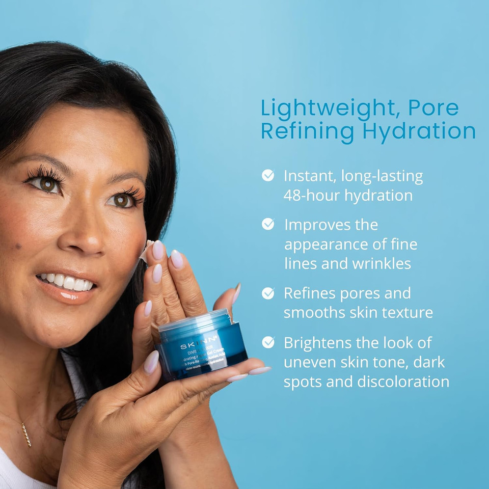 Skinn Moisturizer For Dry Skin, Divine Elixir Hydrating Algae Gel Cream (1.7 Fl Oz) - Gel Moisturizer For Face & Body That Hydrates & Exfoliates Skin While Plumping Appearance - Help Reduce Fine Lines