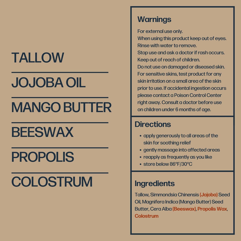 Everything Cream | 100% Grass Fed Beef Tallow Moisturizer For Face And Body | Day & Night Skincare | Safe Natural Edible-Grade Ingredients | After-Sun Care | All Skin Types | 3 Oz