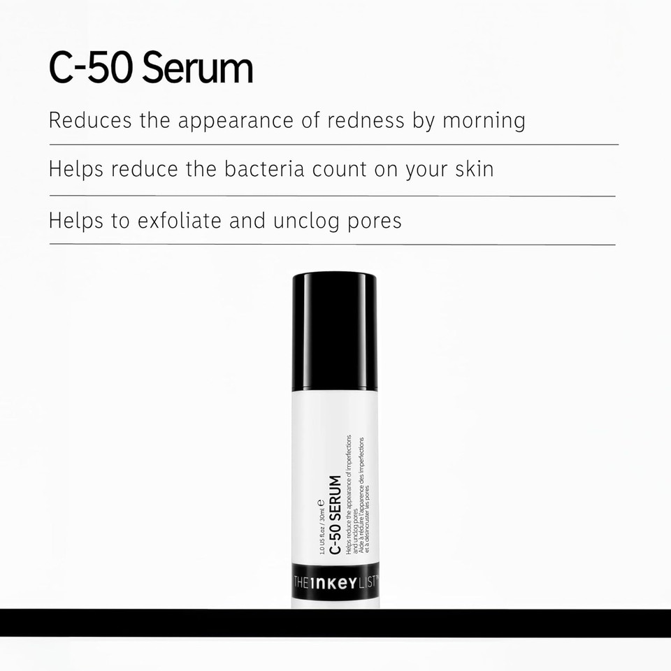 The Inkey List C-50 Serum 30Ml, Blemish Night Treatment, Unclogs Pores, Fragrance Free, Suitable For All Oily Skin