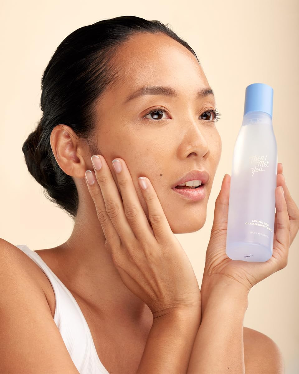 Then I Met You Living Sea Cleansing Tonic, Face Toner & Makeup Remover Micellar Water, Papaya Enzymes & Licorice Root, With Deep Sea Water, Vegan & Clean Korean Skincare (Travel Size)