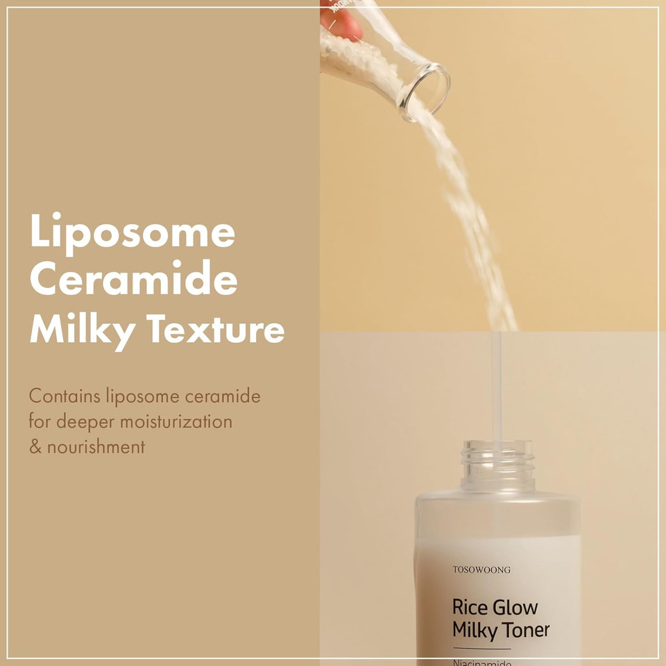 Rice Glow Milky Toner With 784,000Ppm Korean Rice Water, Niacinamide, Ceramides, Panthenol, Glow, Glass Skin, Hydrating, Purifying, Fragrance-Free, Korean Skin Care, 250Ml, 8.45 Fl.Oz