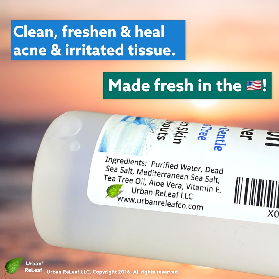 Urban Releaf Acne Solution Facial Toner! Sea Salt & Tea Tree. Soothe Skin, Calm Breakouts. 4 Oz. Gentle Effective. 100% Natural & Soothing. Reduce The Appearance Of Pores