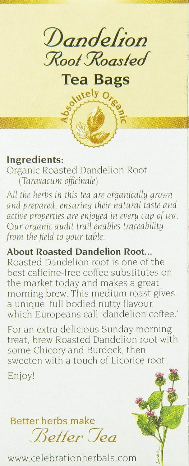 Celebration Herbals Dandelion Root Roasted Tea Organic 24 Bag, 0.02 Pound