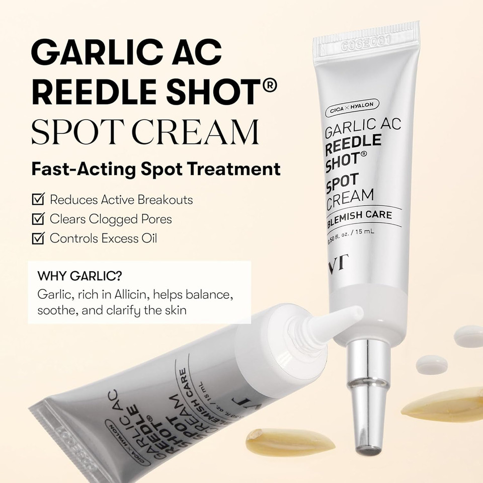 Vt Cosmetics Garlic Ac Reedle Shot Spot Cream For Blemishes, Calming Spot Cream (0.50 Fl. Oz.)