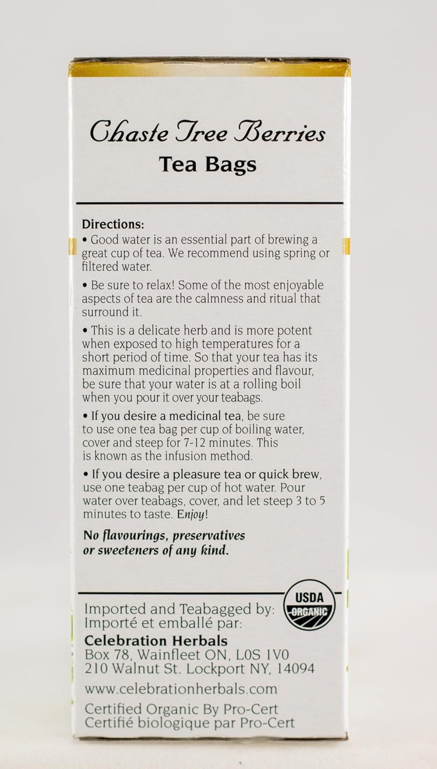 Celebration Herbals Organic Chaste Tree Berries Tea, 24 Bags