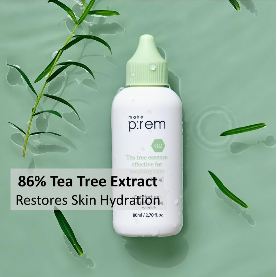 [Make P:Rem] Comfort Me. Tea Tree Calming Essence | Soothing Essence | Lightweight And Watery Essence | Quick-Absorbing | Essence For Sensitive Skin | 80Ml, 2.70 Fl.Oz. | Makep:Rem Makeprem