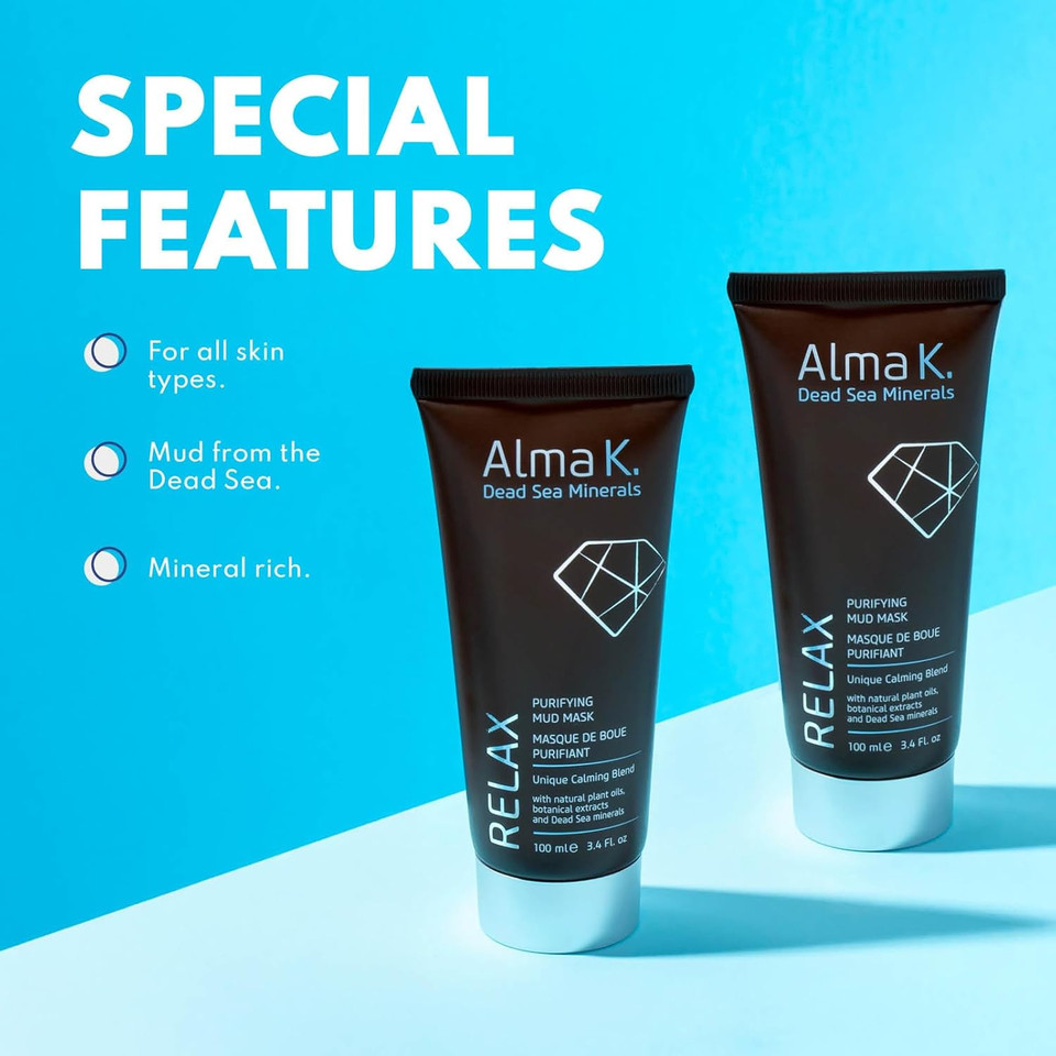 Alma K Purifying Mud Mask - Dead Sea Mud Mask For Face Hydration - Face Mask For Women - Organic Mud Mask - Natural Skin Care Products - 3.4 Oz Alma K Purifying Mud Mask - Dead Sea Mud Mask For Face Hydration - Face Mask For Women - Organic Mud Mask - Natural Skin Care Products - 3.4 Oz