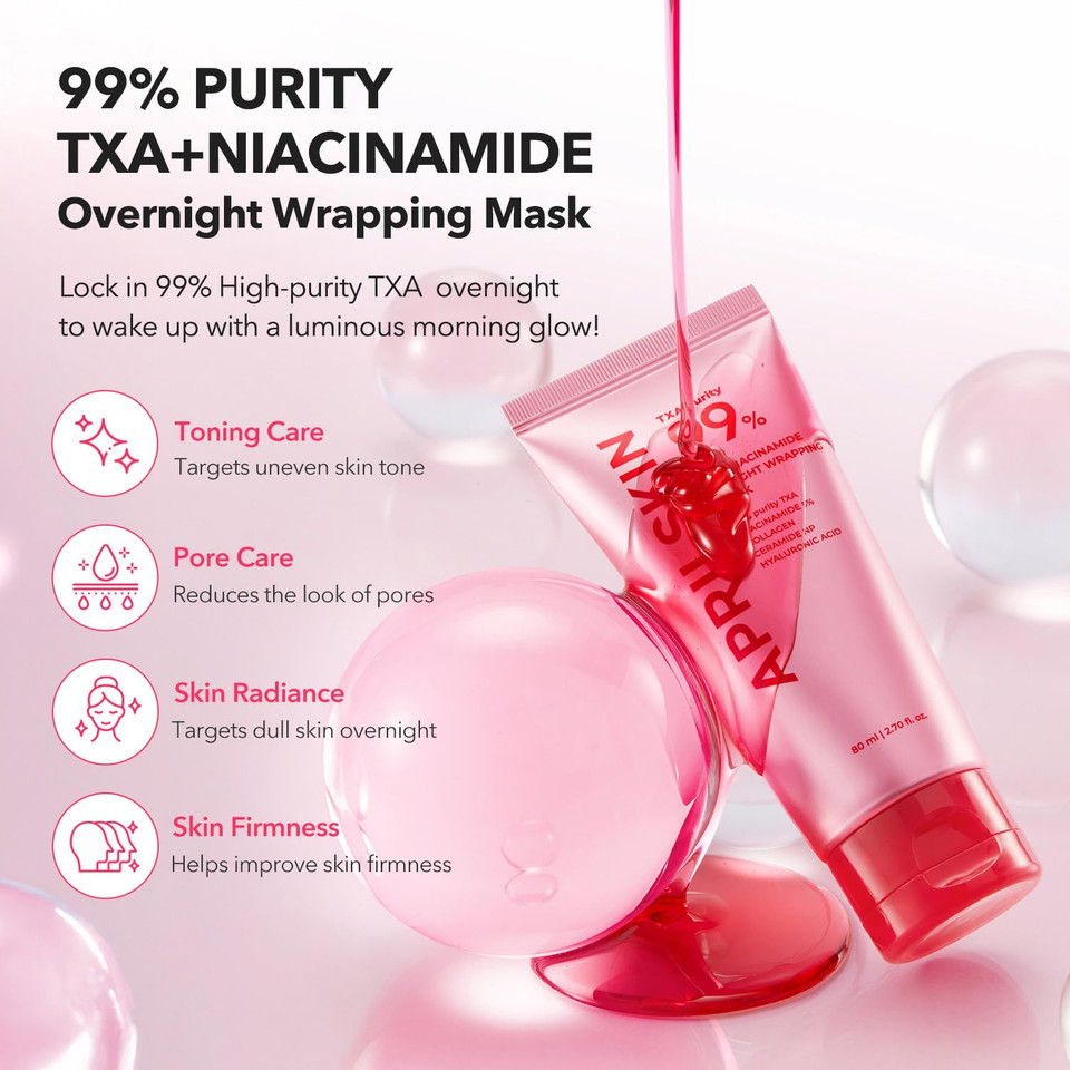 Aprilskin Txa Wrapping Mask Duo With Jelly Brush: Txa Niacinamide 99 Overnight Wrapping Mask Duo And Jelly Brush